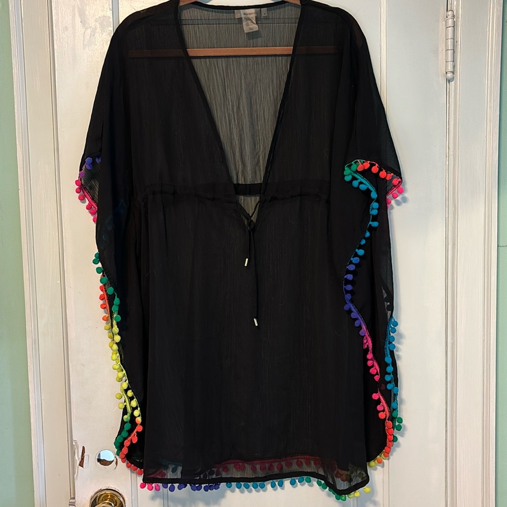 Bleu Rod Beattie Pom sleeve swim cover up